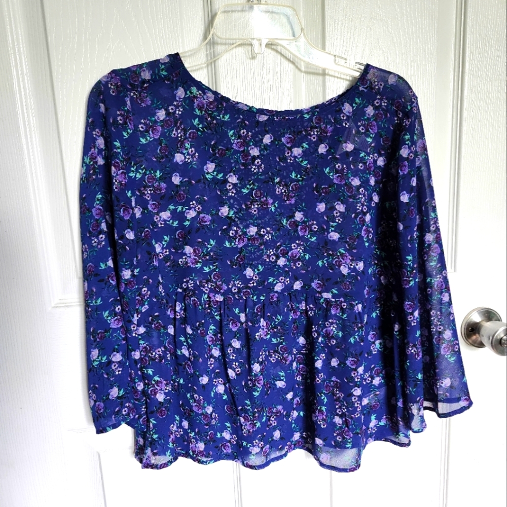 Floral Blue Women's Top